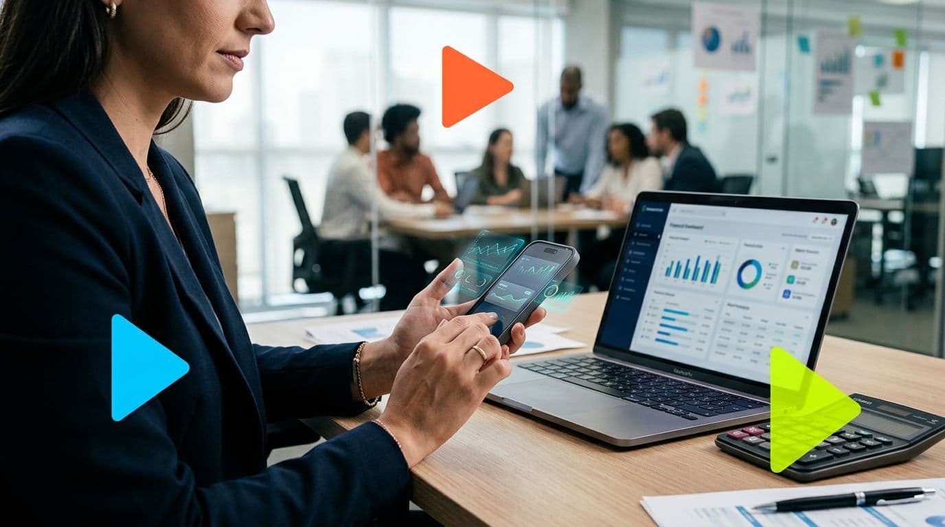 Profissional analisando dados em laptop e smartphone