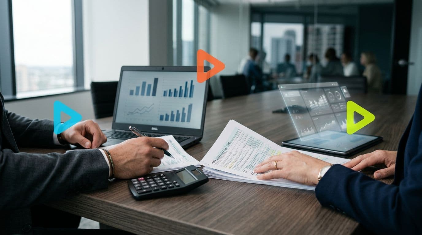 Reunião de negócios com gráficos e documentos