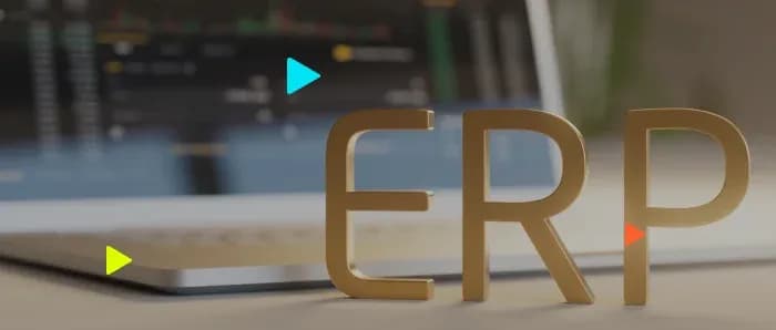 Texto ERP em destaque sobre fundo de tecnologia