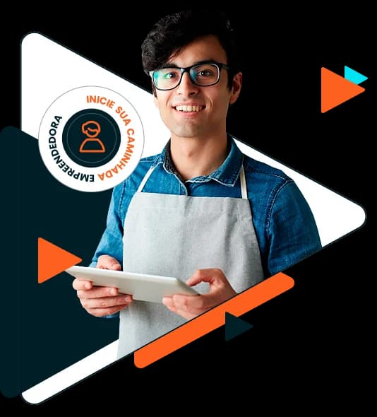 Empreendedor usando um tablet para gerenciar as vendas da loja