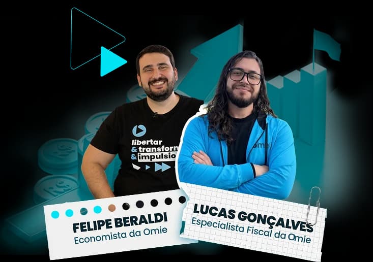Felipe Beraldi, economista da Omie, e Lucas Gonçalves, especialista fiscal da Omie