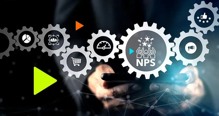 engrenagens escritas NPS dentro num texto que fala sobre pesquisa de satisfação nas empresas