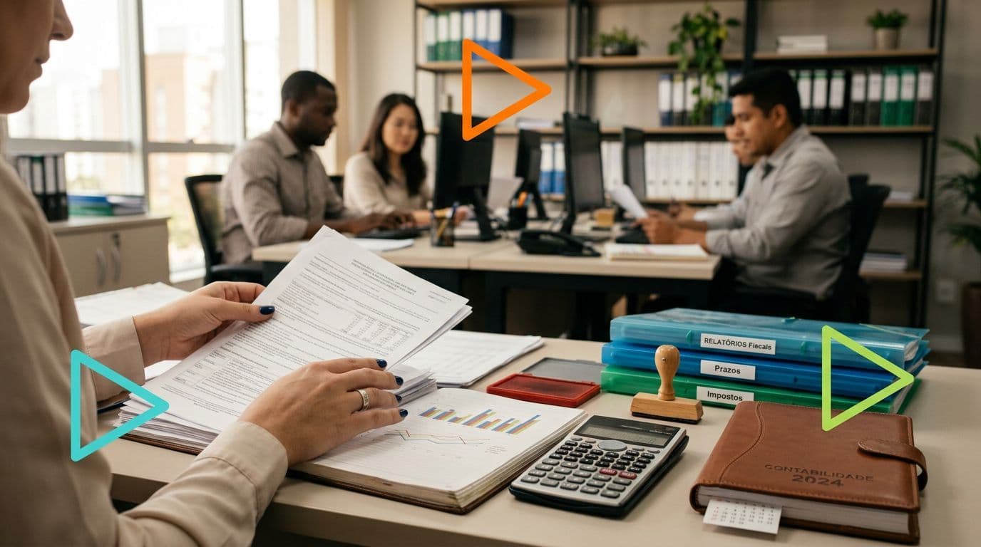 Equipe de contabilidade trabalhando em escritório moderno