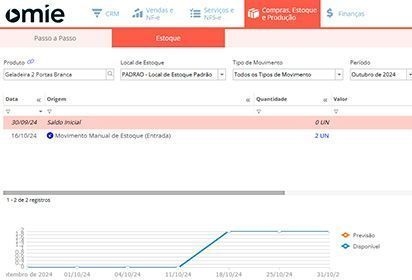 Movimentos de estoque no ERP Omie