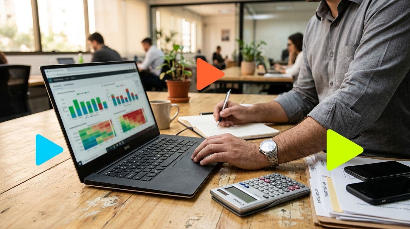 Pessoa analisando dados em computador no escritório