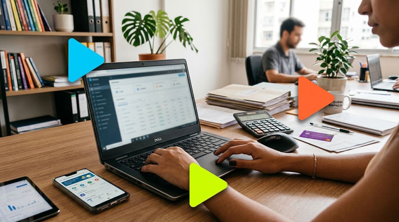 Pessoa trabalhando em home office com laptop e smartphone