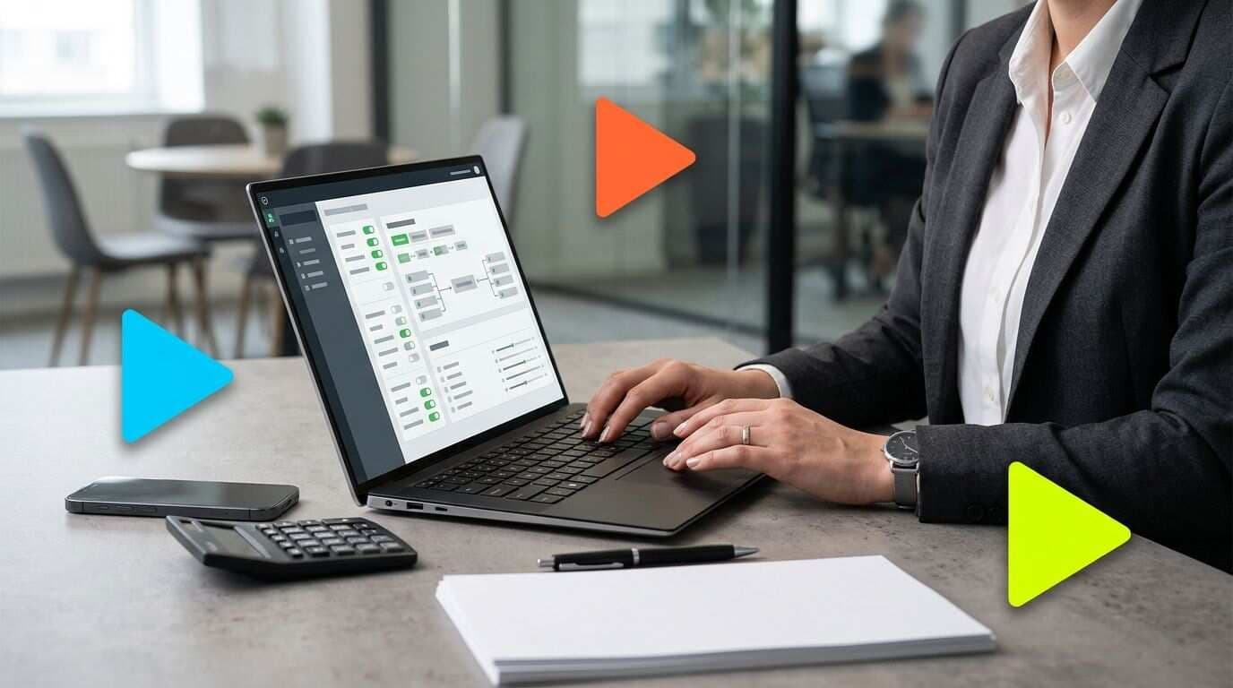 Profissional trabalhando em laptop com gráficos