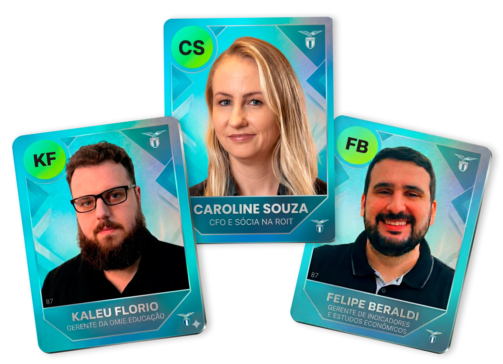 Imagem com os três palestrantes: Kaleu Florio, Caroline Souza, Felipe Beraldi