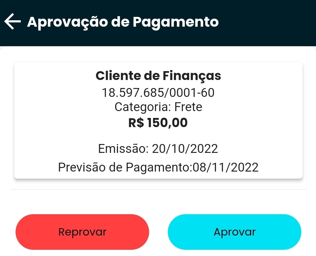 6376804a22efb795a9dcb2ab Aprovação Conta a Pagar