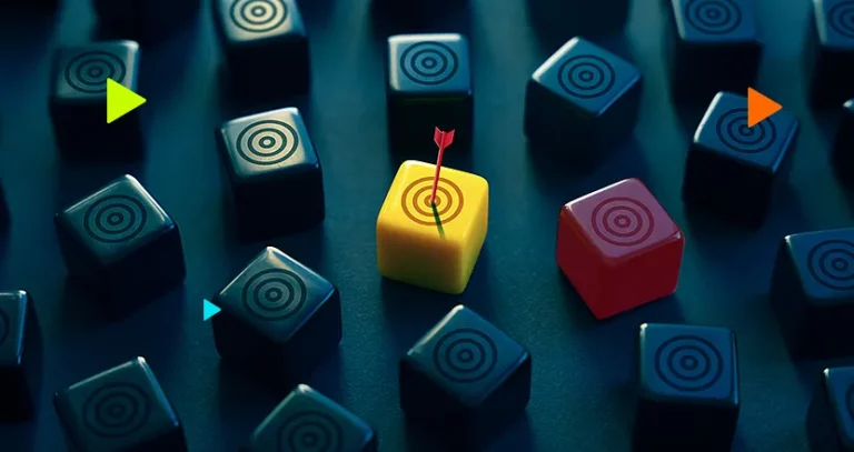 venda direta e indireta: dardo sendo atirado em um cubo