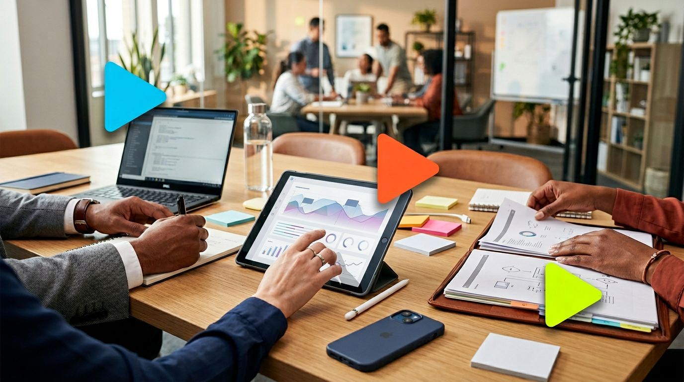 Reunião produtiva em ambiente de trabalho moderno