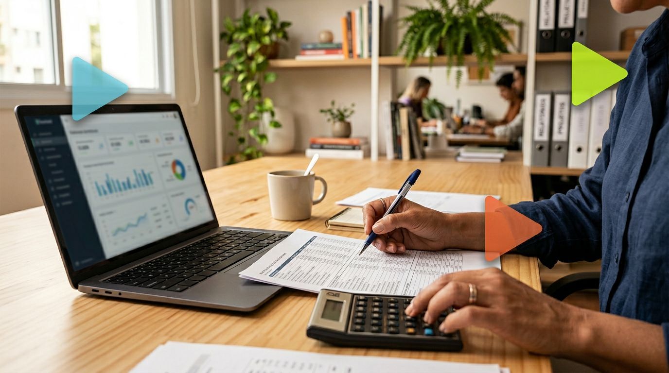 Pessoa trabalhando em planilhas e gráficos financeiros.