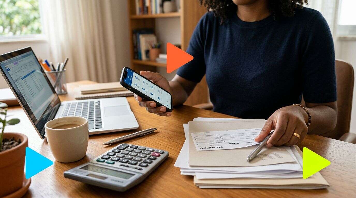 Pessoa trabalhando com finanças em mesa organizada