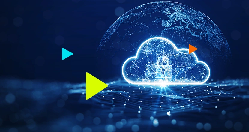 Ilustração da nuvem com um cadeado para representar o que é o erp na nuvem e como ele funciona