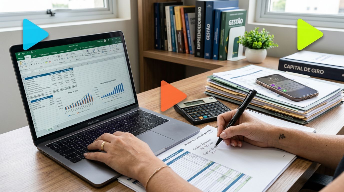Pessoa trabalhando em planilha no computador