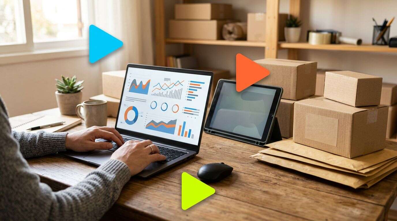 Blog da Omie 11 Pessoas analisando gráficos em um laptop de trabalho remoto.