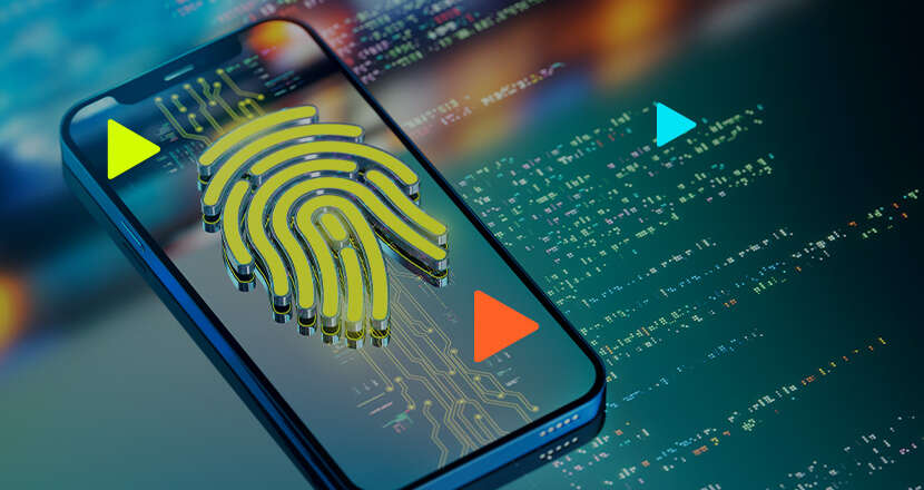 Imagem de smartphone com digitalização de impressão digital