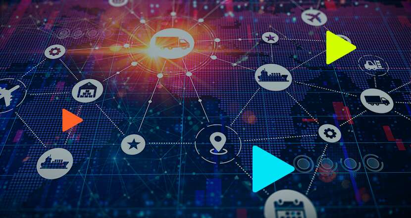Conexões de logística e transporte digital.