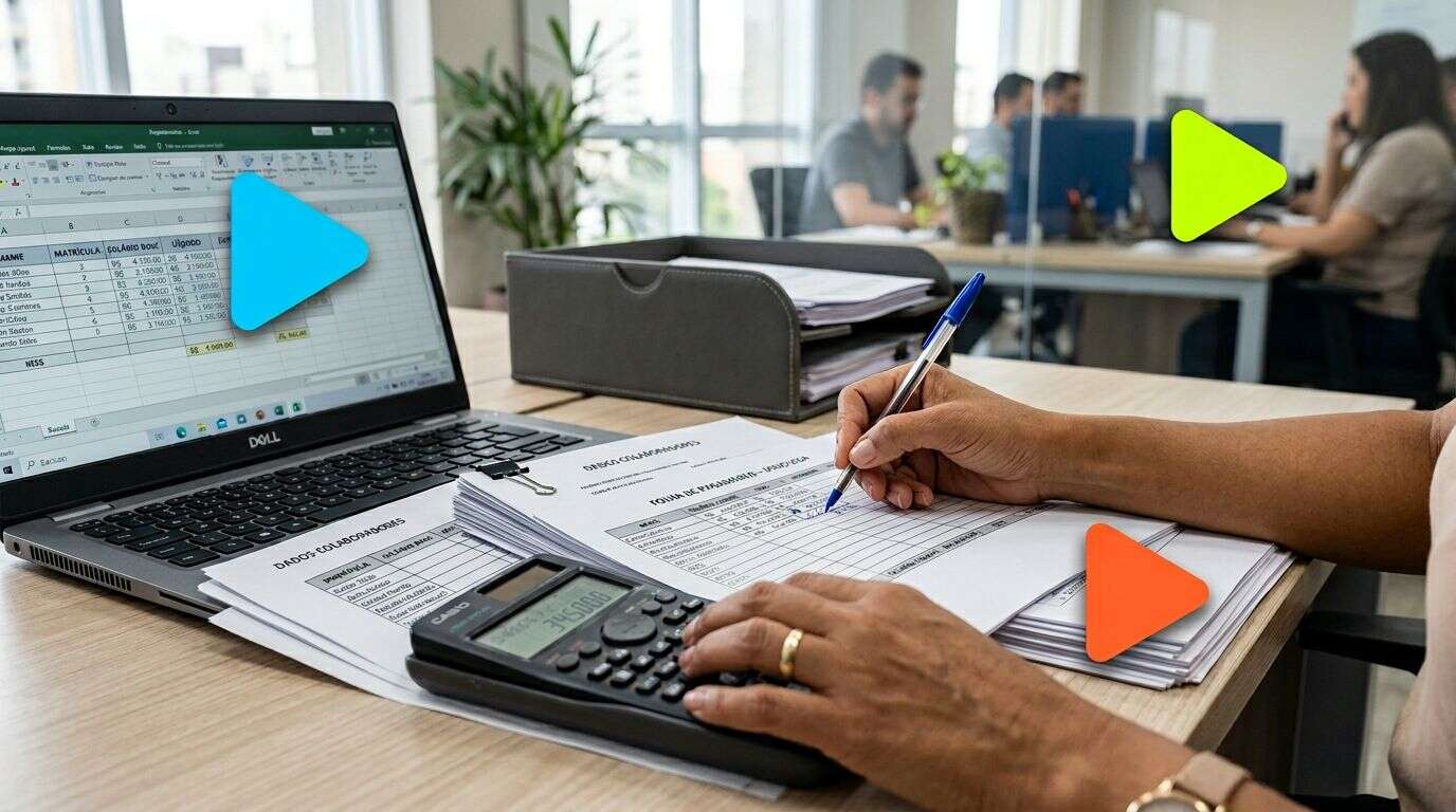 Pessoa trabalhando com planilha e calculadora
